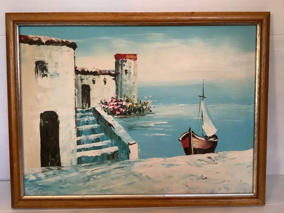 Tableau paysage de bord de mer huile sur panneau