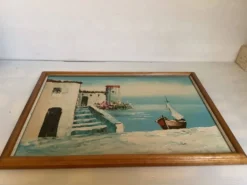 Tableau paysage de bord de mer huile sur panneau