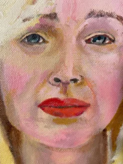 Tableau peinture d’une femme blonde / huile sur toile