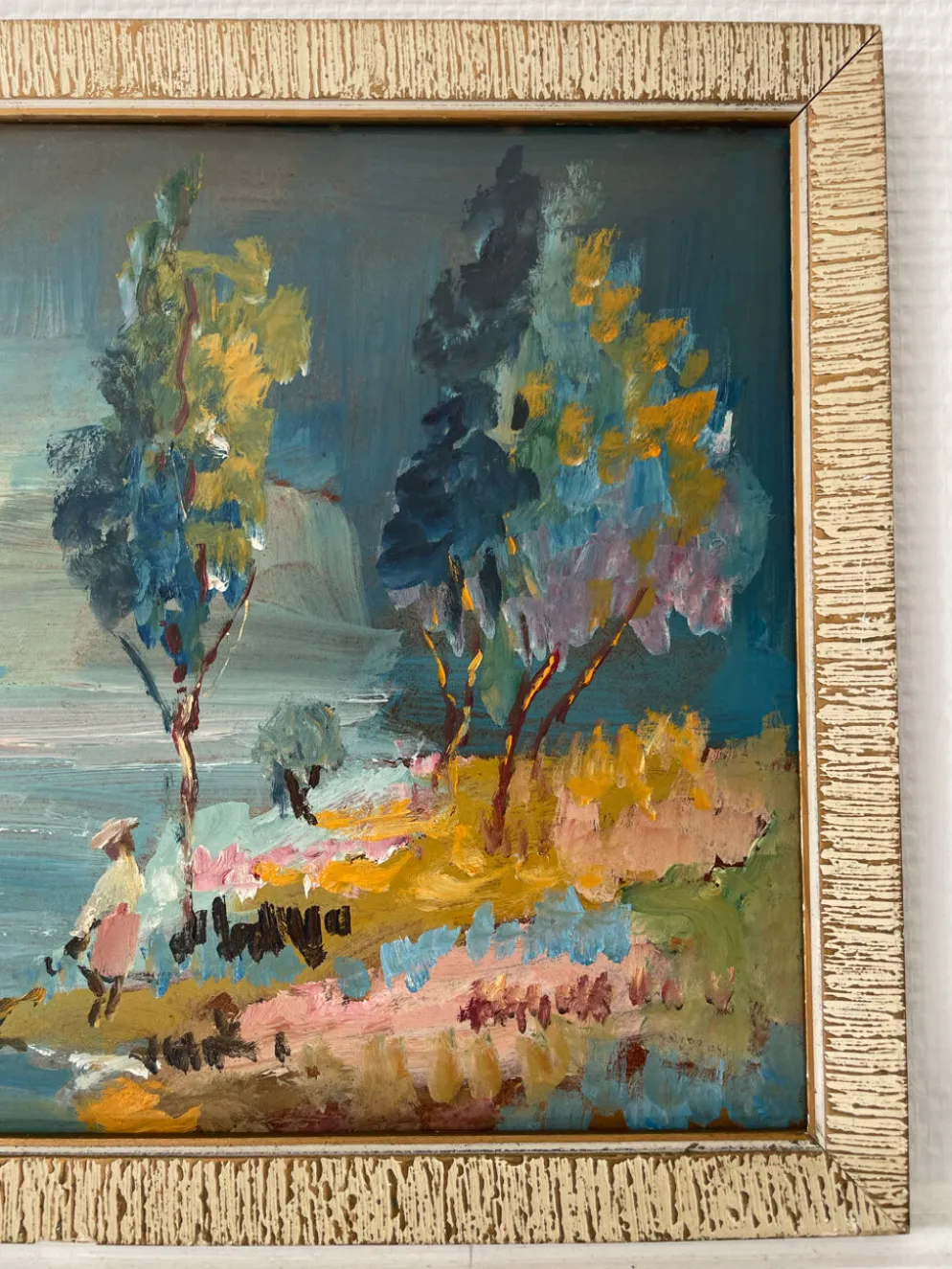 Tableau peinture huile impressionniste paysage marin voilier