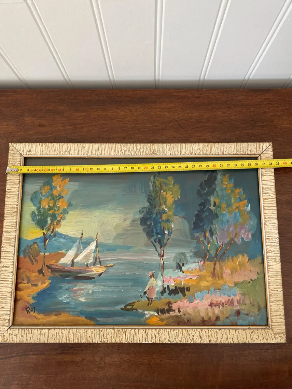Tableau peinture huile impressionniste paysage marin voilier