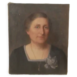 Tableau portrait huile sur toile décoration campagne chic femme peinte visage esprit brocante bohème