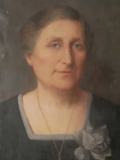 Tableau portrait huile sur toile décoration campagne chic femme peinte visage esprit brocante bohème
