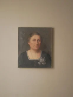 Tableau portrait huile sur toile décoration campagne chic femme peinte visage esprit brocante bohème