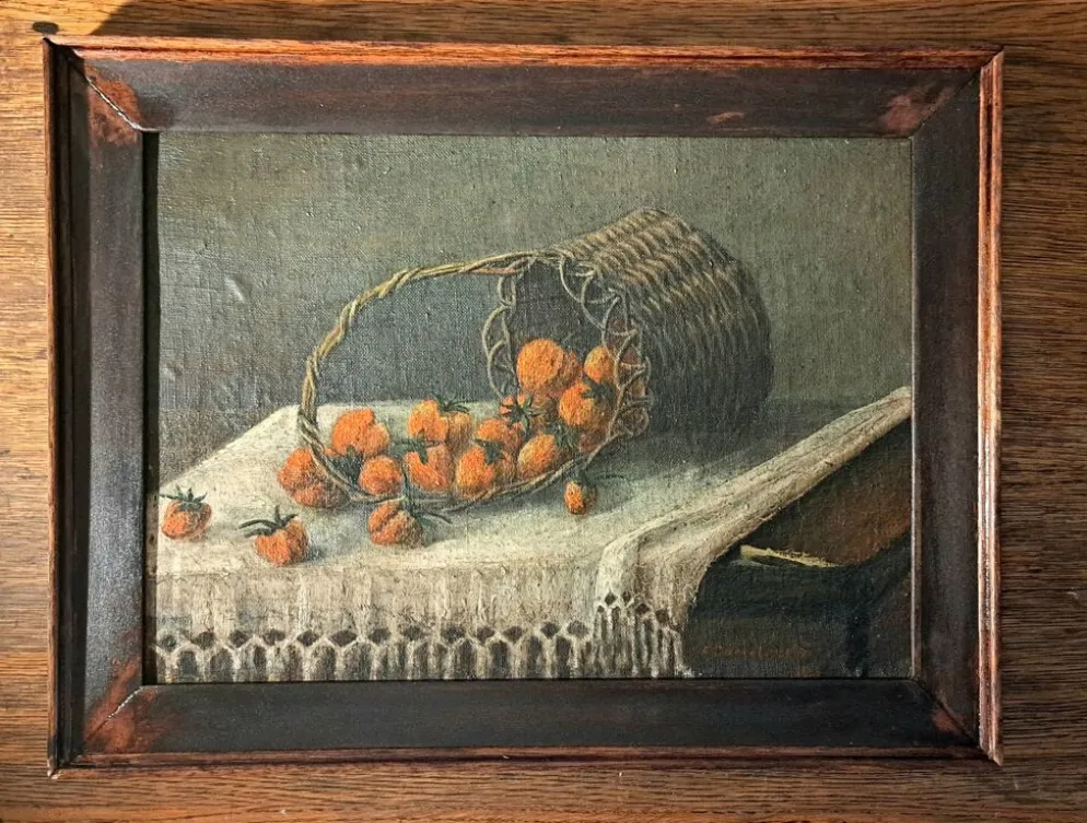 Tableau post-impressionniste, Huile sur Toile signée Nature morte 1929