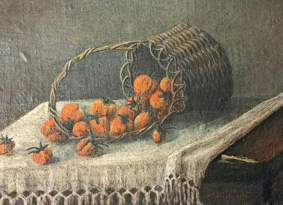 Tableau post-impressionniste, Huile sur Toile signée Nature morte 1929
