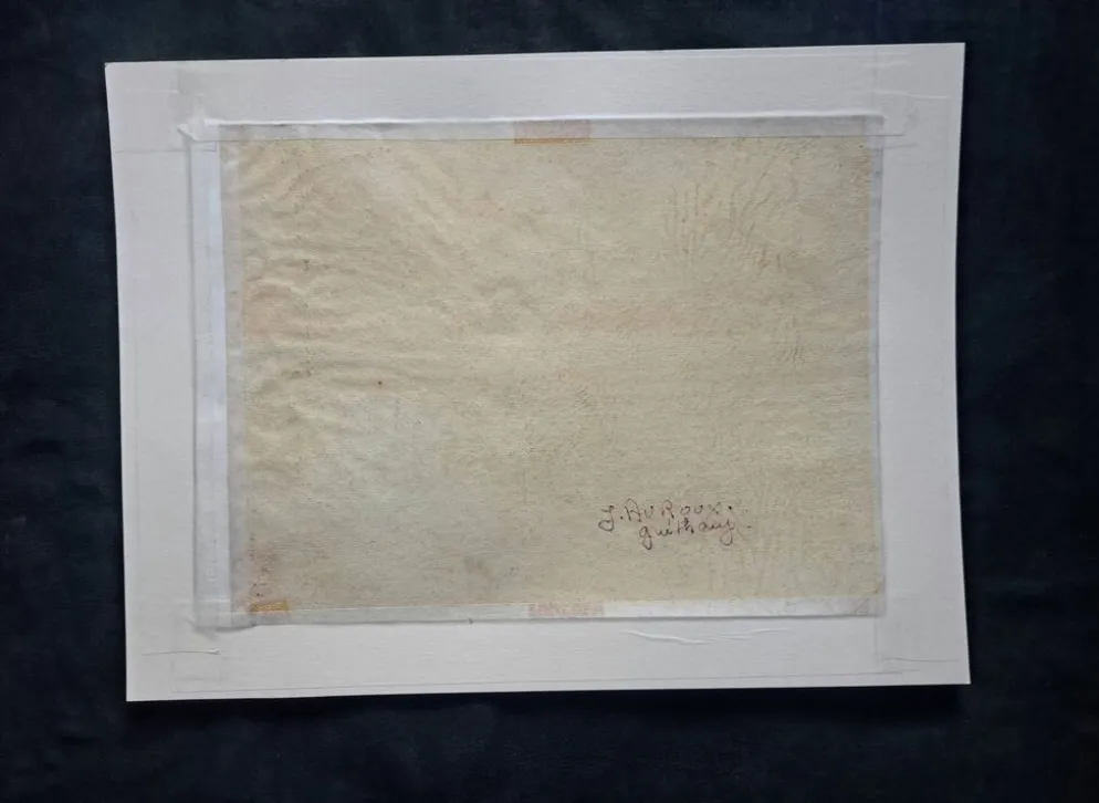Tableau post-impressionniste à l'aquarelle "Plage de Guéthary" Pays Basque, 1920
