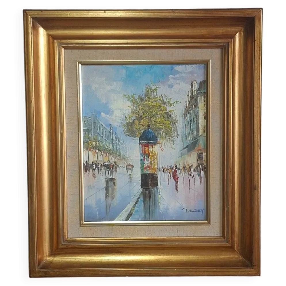 Tableau Scène Parisienne HST Impressionniste Signé Palsey ~1960