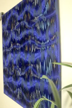 Tableau texturé contemporain Bleu imprimé Ref cobalt