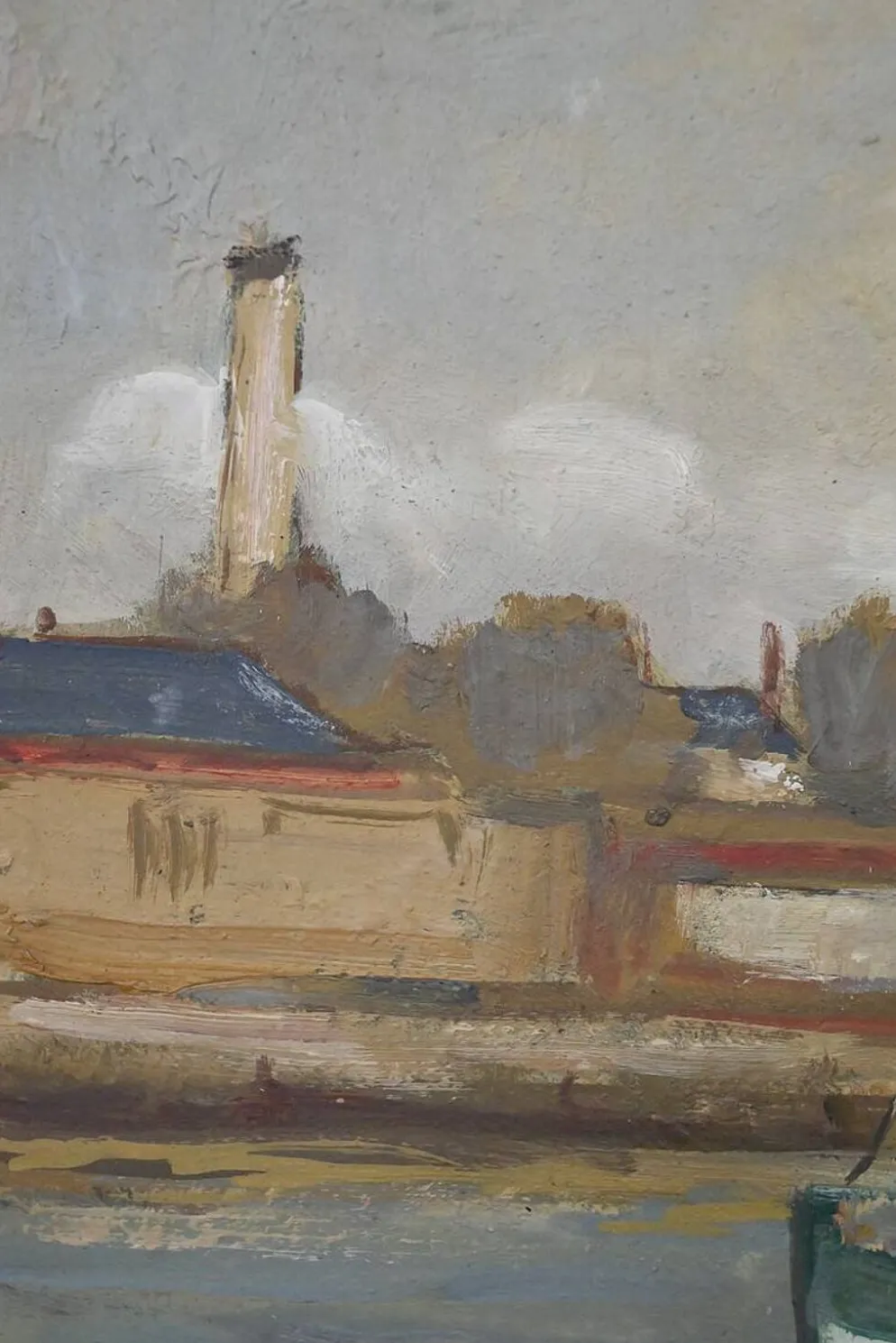 Tableau « Thoniers à Quai », huile sur panneau, signé G. Boulard – Milieu XXe