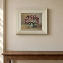Tableau vintage bouquet de fleurs signé Girardot