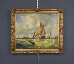 Tableau « Voiliers en mer agitée » signé Albert Hess – Milieu XXe