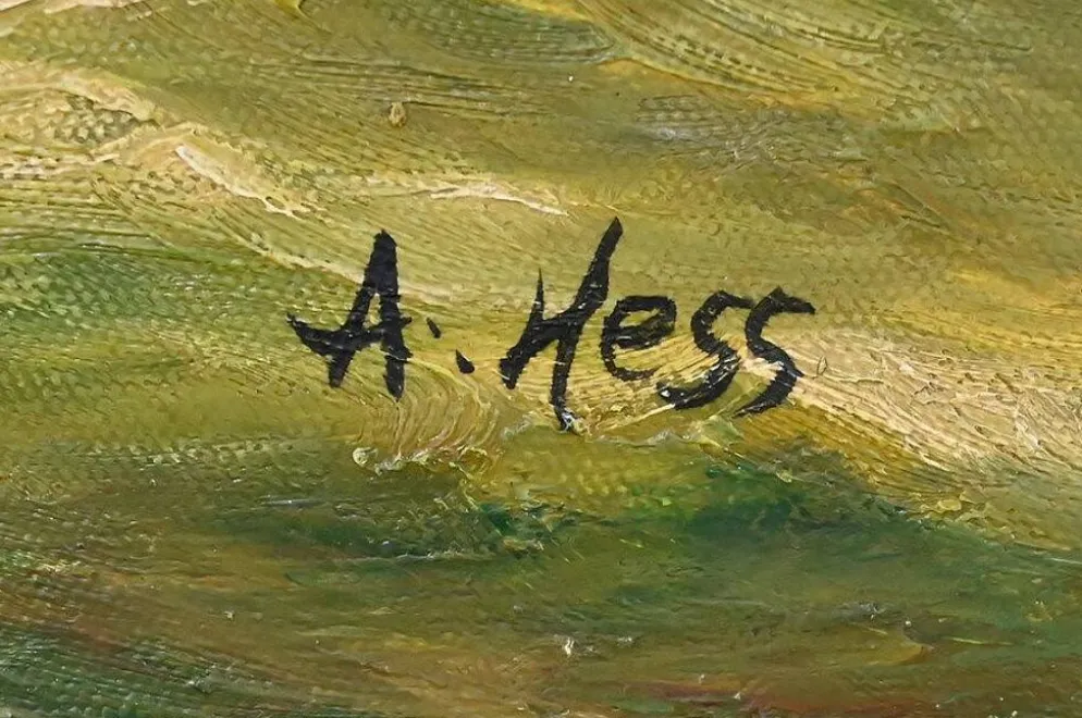 Tableau « Voiliers en mer agitée » signé Albert Hess – Milieu XXe