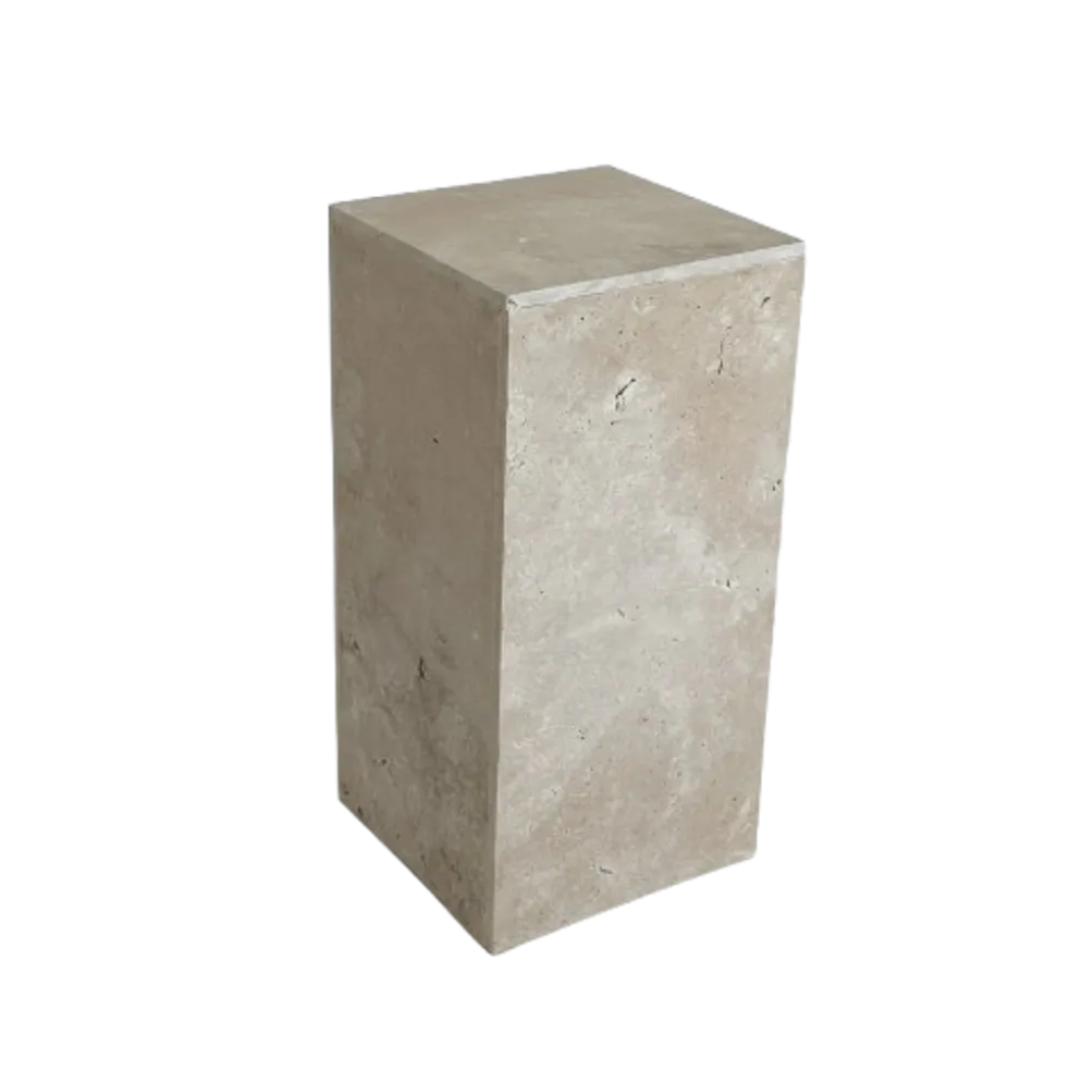 Table d’appoint, colonne en travertin