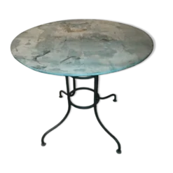 Table de jardin fer forgé et zinc