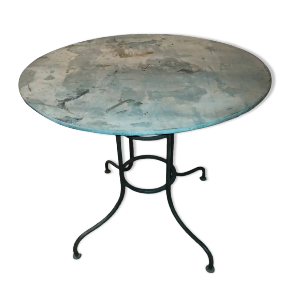 Table de jardin fer forgé et zinc