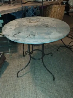 Table de jardin fer forgé et zinc