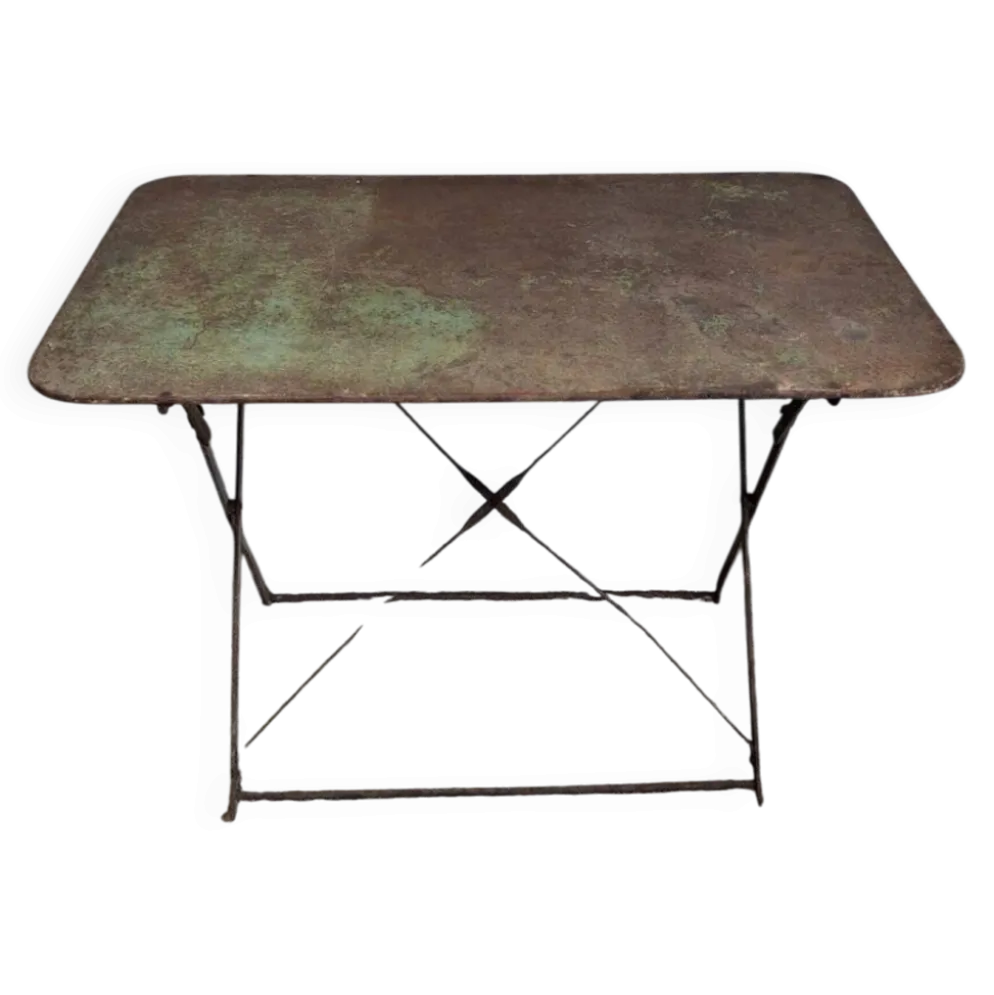 Table de jardin pliante bistrot fer vintage début XXe