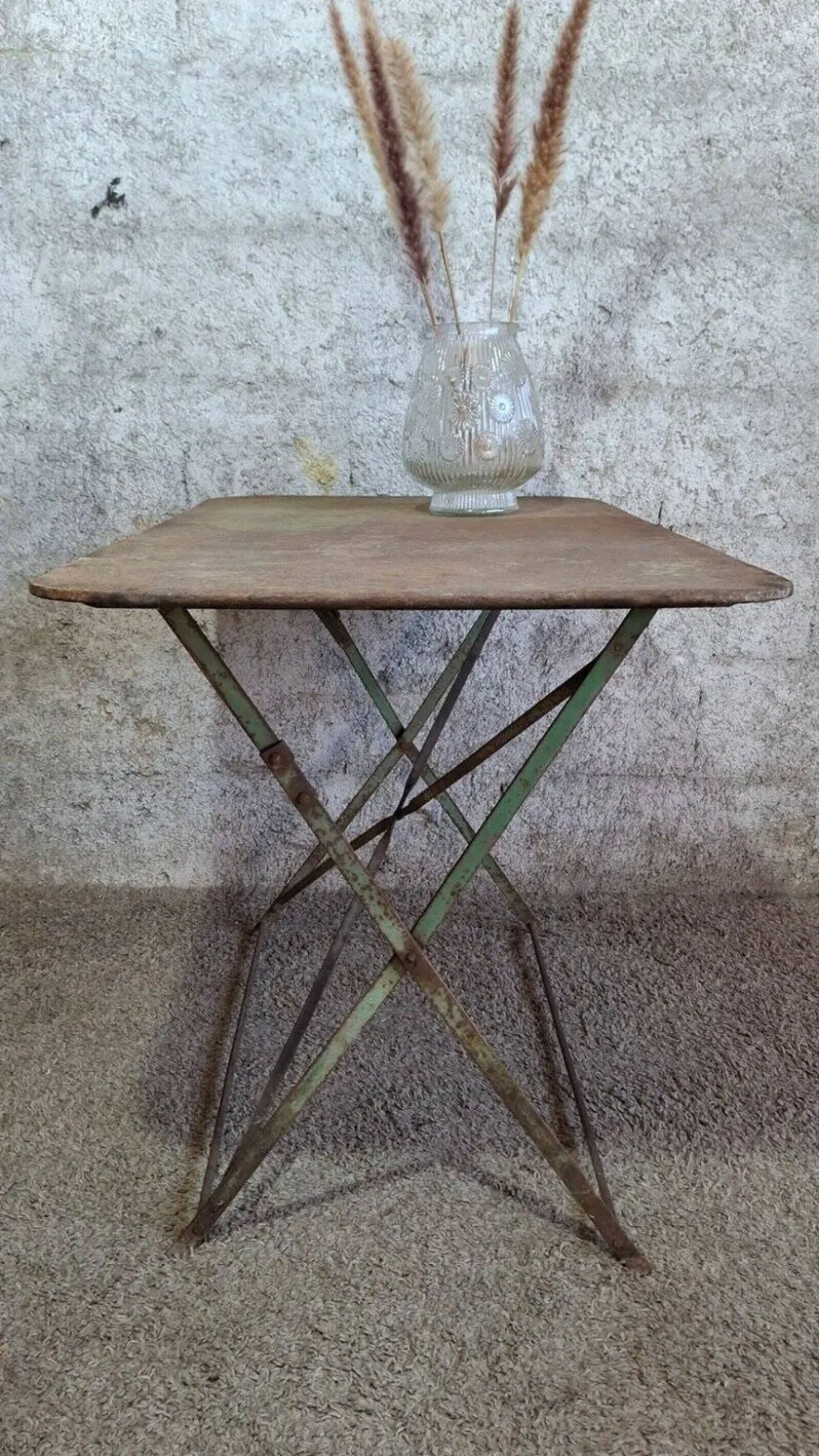 Table de jardin pliante bistrot fer vintage début XXe