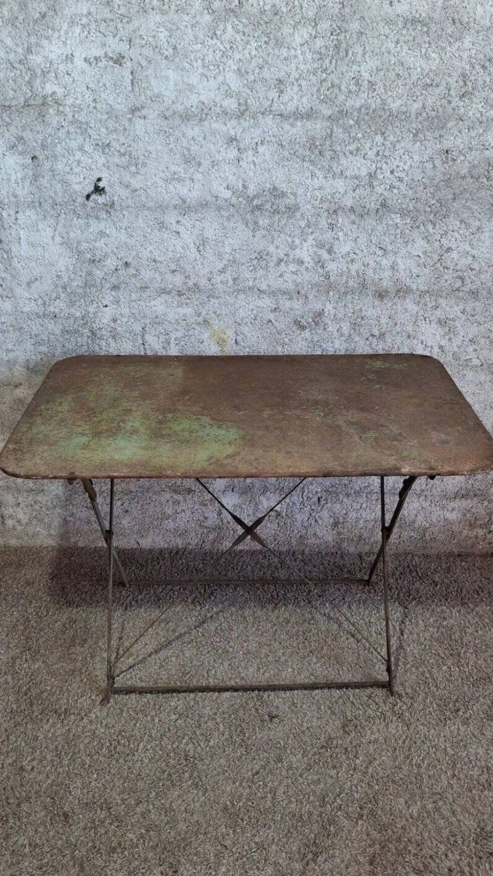 Table de jardin pliante bistrot fer vintage début XXe
