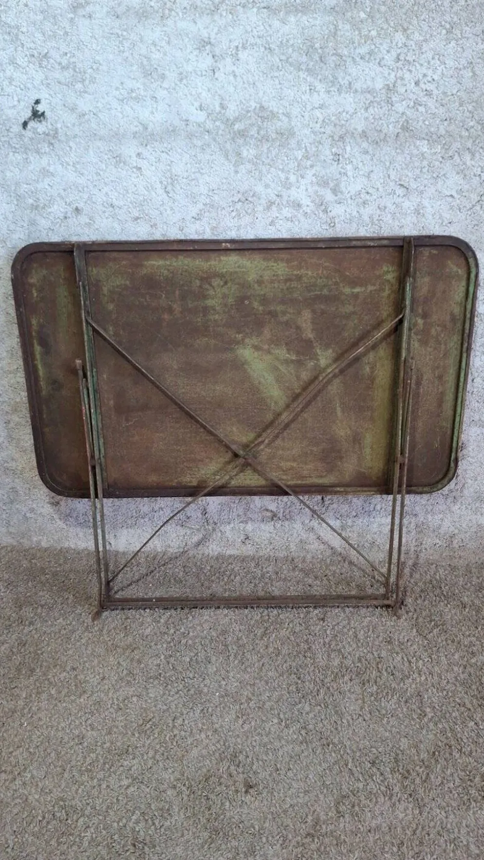 Table de jardin pliante bistrot fer vintage début XXe