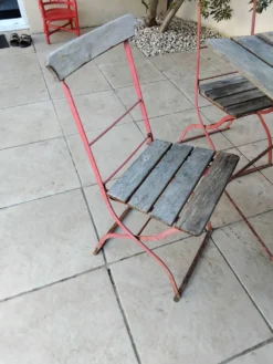 Table et 4 chaises de guinguette anciennes, circa 1900