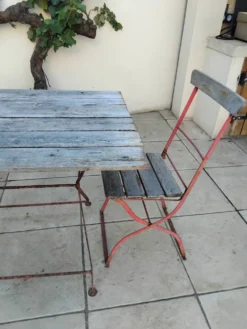 Table et 4 chaises de guinguette anciennes, circa 1900