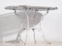 Table et chaises de jardin blanches d’époque (c.1950). Ensemble de 5 pièces