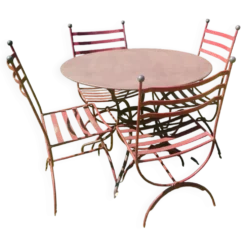 Table jardin + 4 chaises fer forgé