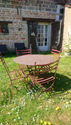 Table jardin + 4 chaises fer forgé
