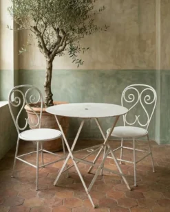 Table pliante ronde française vintage en fer