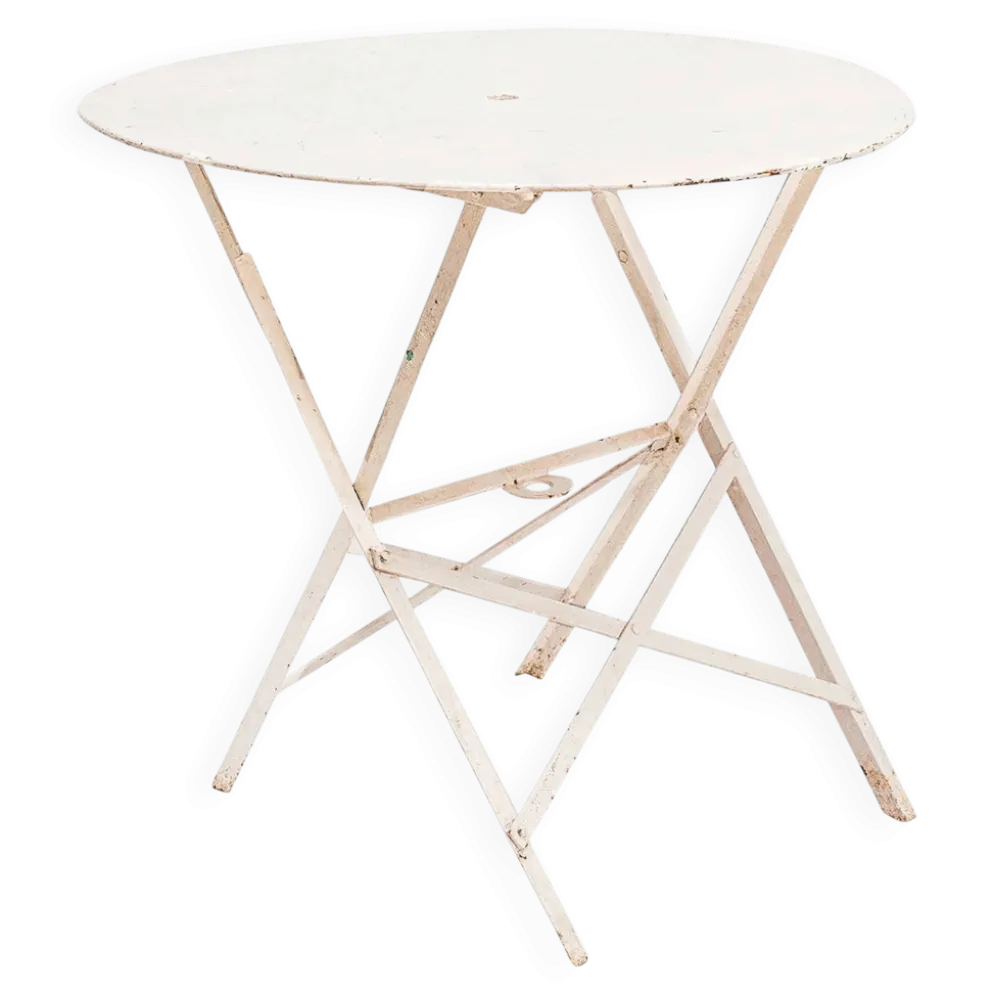 Table pliante ronde française vintage en fer