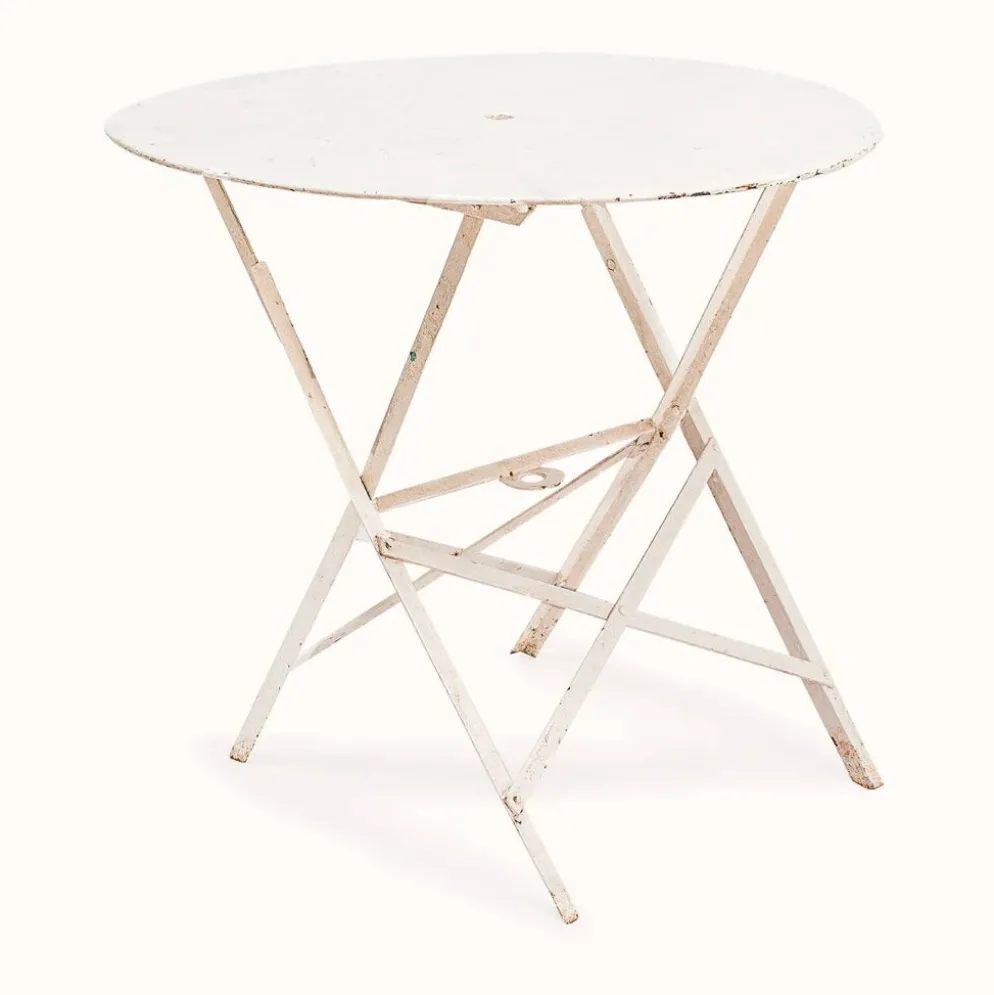 Table pliante ronde française vintage en fer