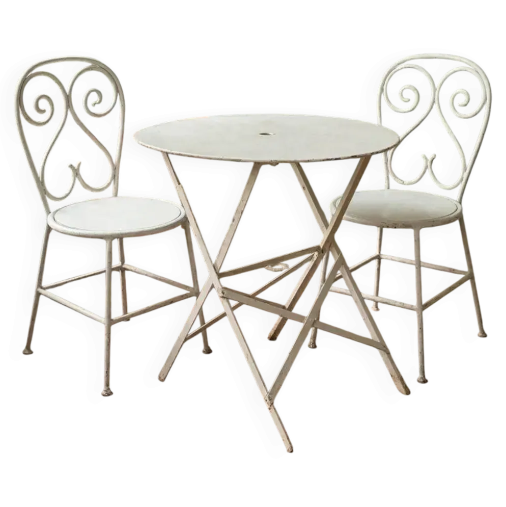 Table pliante ronde française vintage en fer