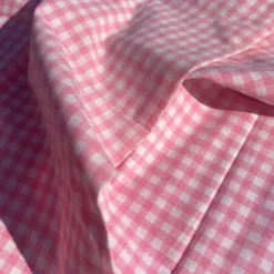 Taie de traversin en coton vichy rose