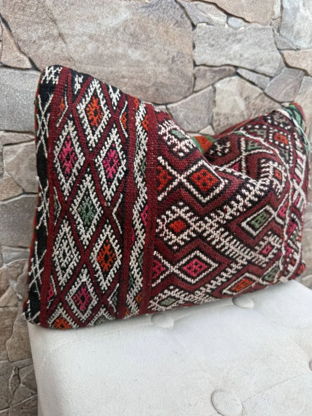 Taie d'oreiller marocaine, housse de coussin berbère, taie d'oreiller tissé