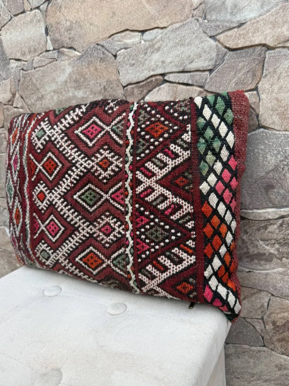 Taie d'oreiller marocaine, housse de coussin berbère, taie d'oreiller tissé