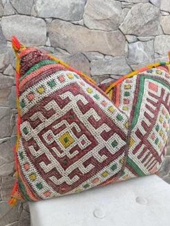 Taie d'oreiller marocaine, housse de coussin berbère, taie d'oreiller tissé