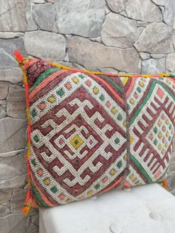 Taie d'oreiller marocaine, housse de coussin berbère, taie d'oreiller tissé