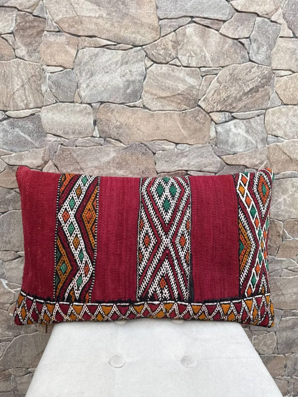 Taie d'oreiller marocaine, housse de coussin berbère, taie d'oreiller tissé