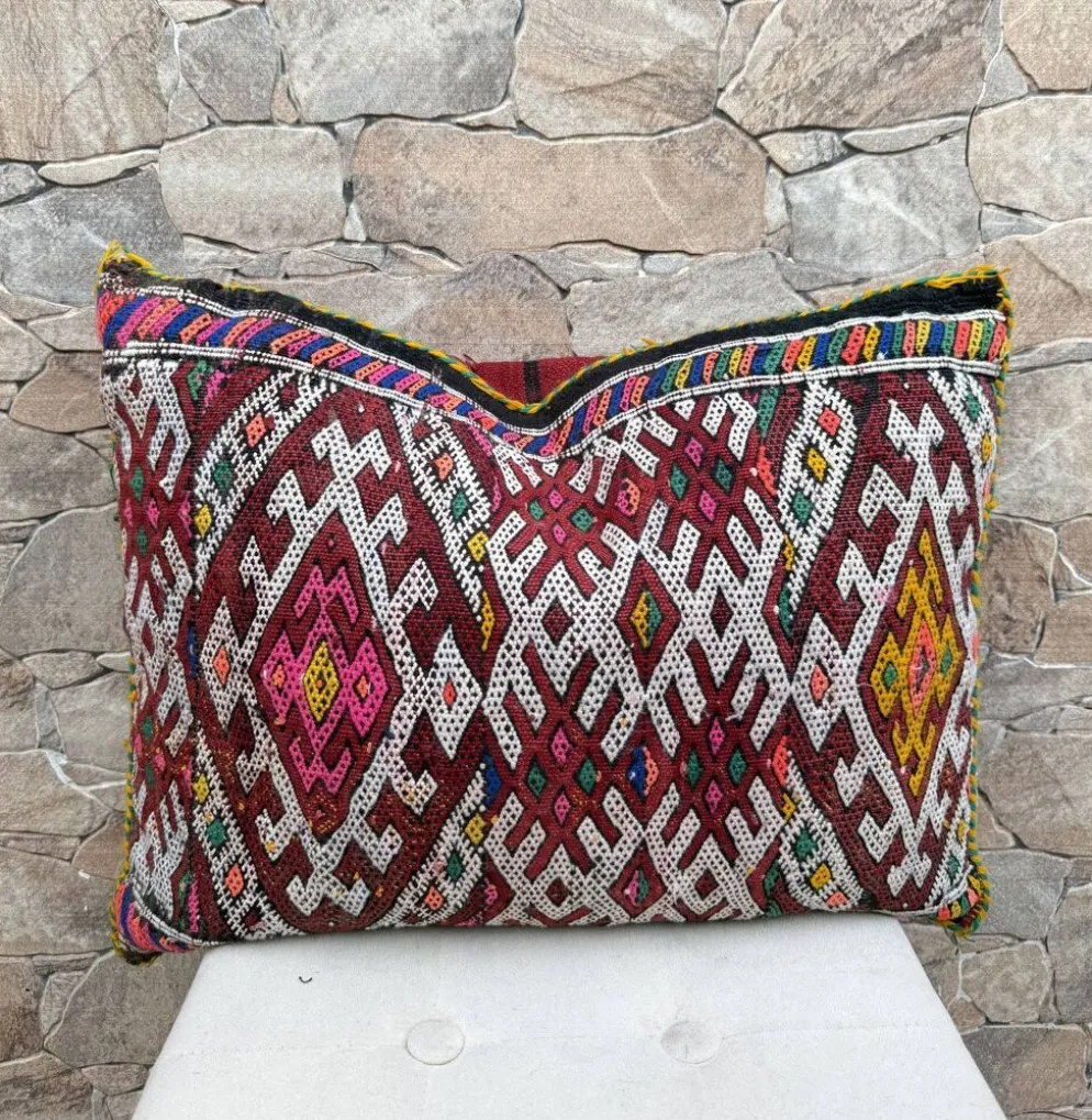Taie d'oreiller marocaine, housse de coussin berbère, taie d'oreiller tissé