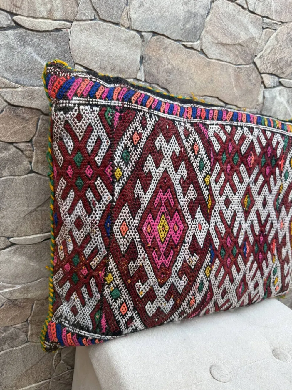 Taie d'oreiller marocaine, housse de coussin berbère, taie d'oreiller tissé
