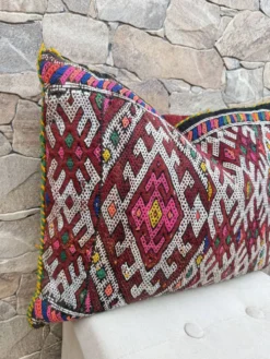 Taie d'oreiller marocaine, housse de coussin berbère, taie d'oreiller tissé