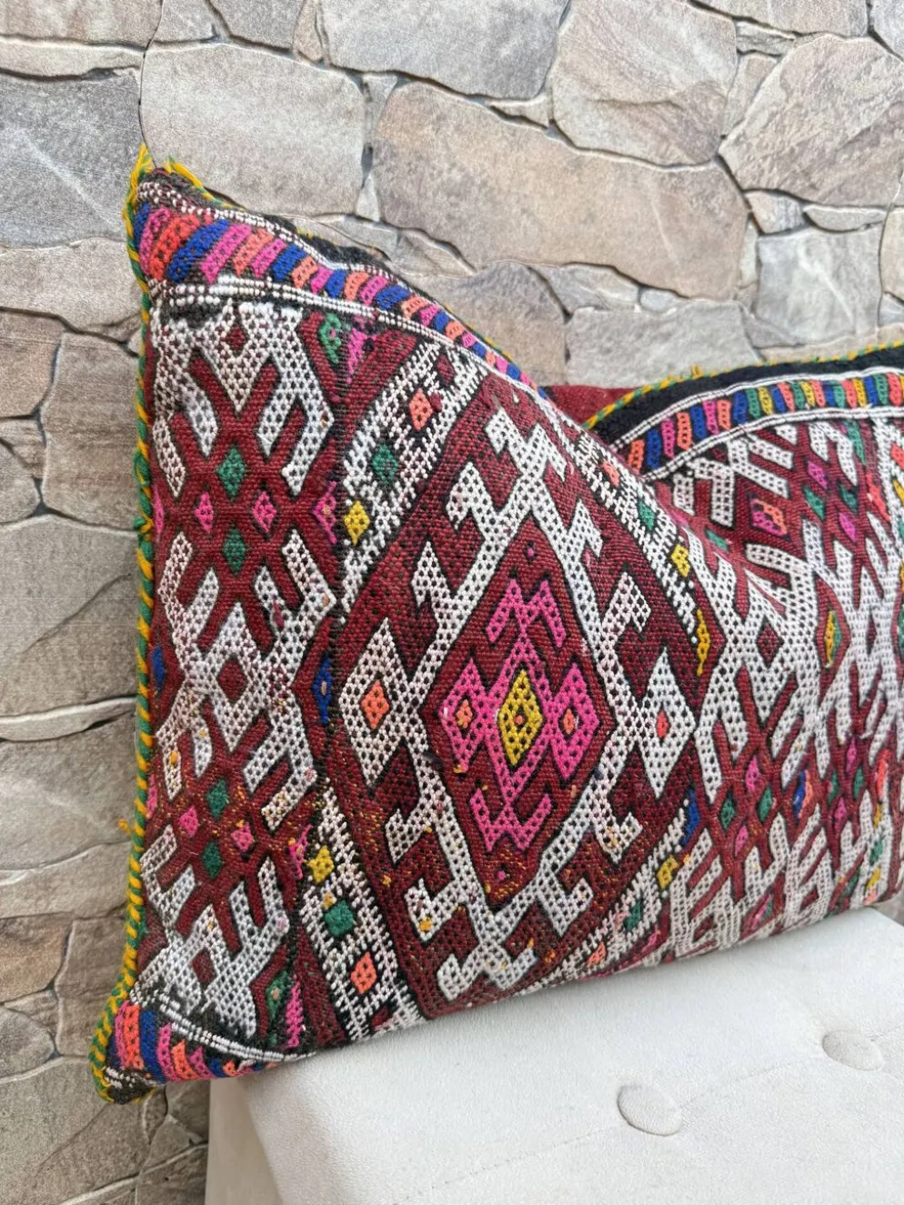 Taie d'oreiller marocaine, housse de coussin berbère, taie d'oreiller tissé