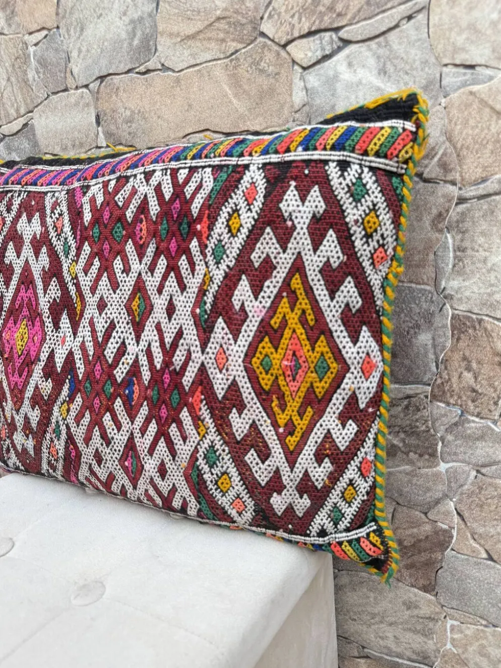 Taie d'oreiller marocaine, housse de coussin berbère, taie d'oreiller tissé