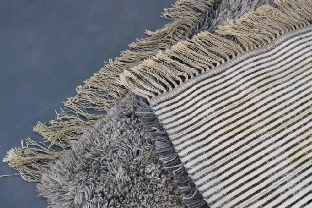Tapis abstrait danois en laine à poils longs, années 1960