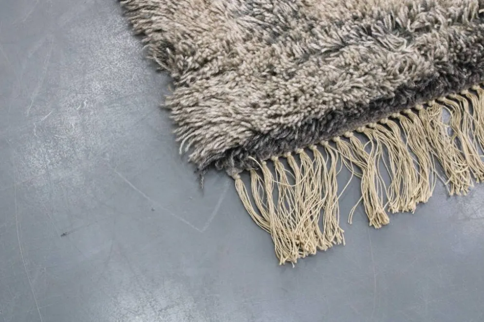 Tapis abstrait danois en laine à poils longs, années 1960