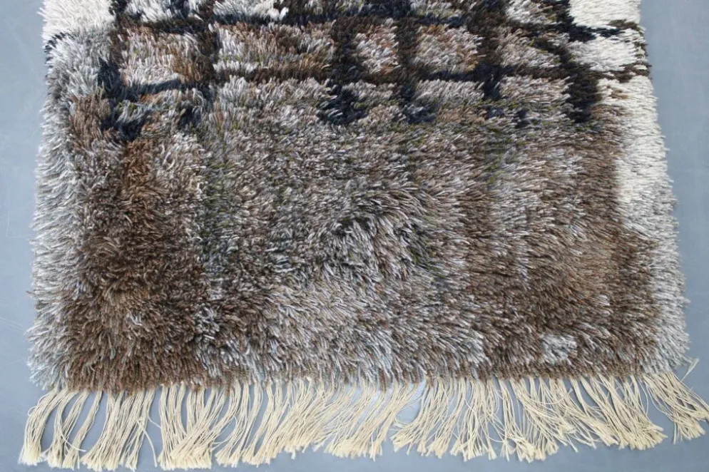 Tapis abstrait danois en laine à poils longs, années 1960