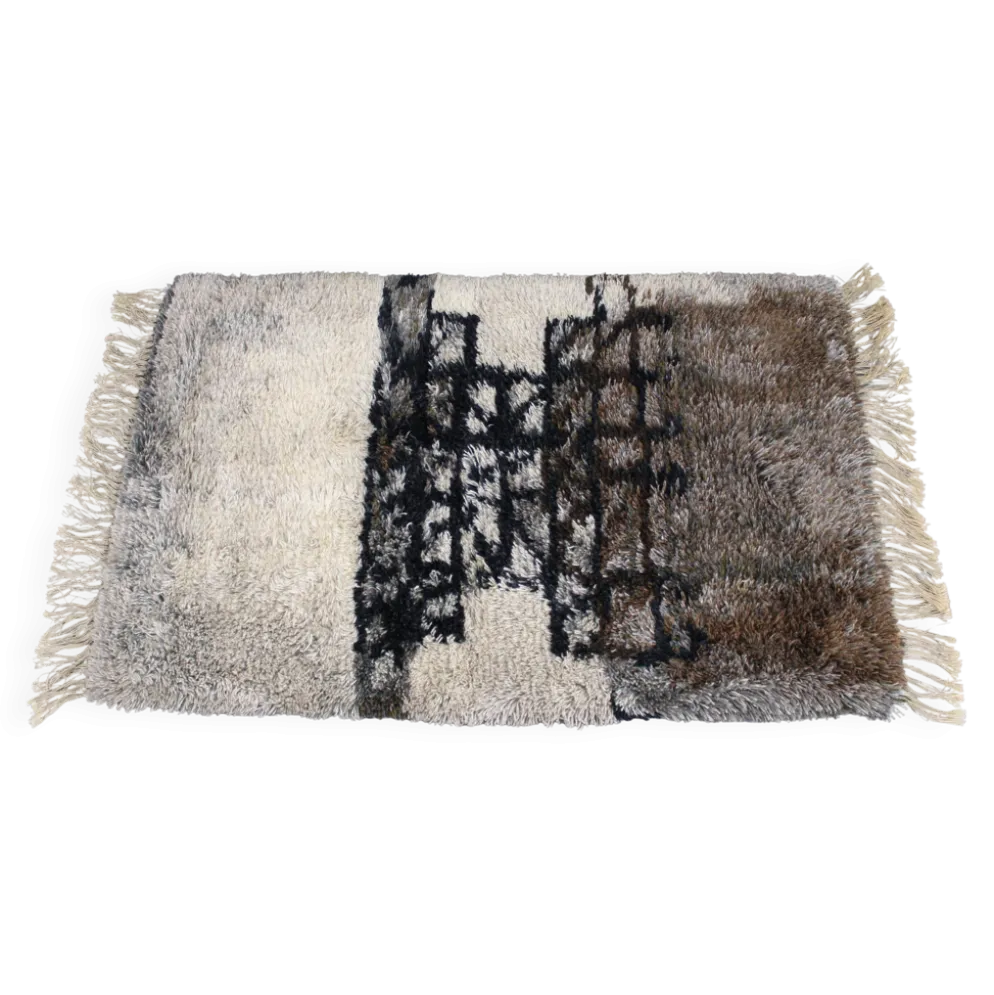 Tapis abstrait danois en laine à poils longs, années 1960