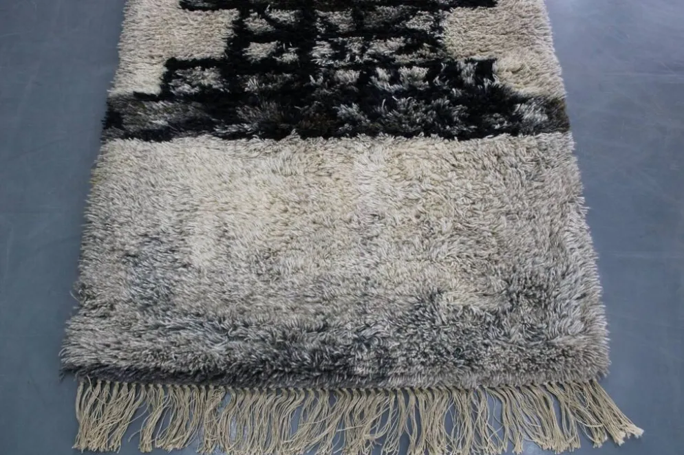 Tapis abstrait danois en laine à poils longs, années 1960